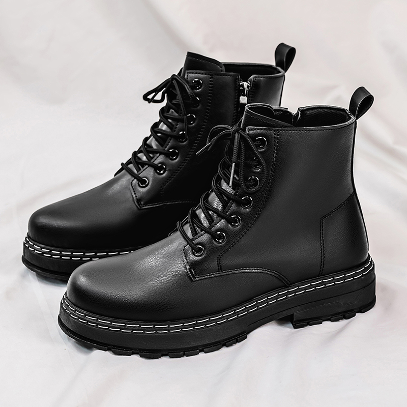 Men Shoes Classic - Мужские 4-сезонные черные мотоциклетные ботинки из