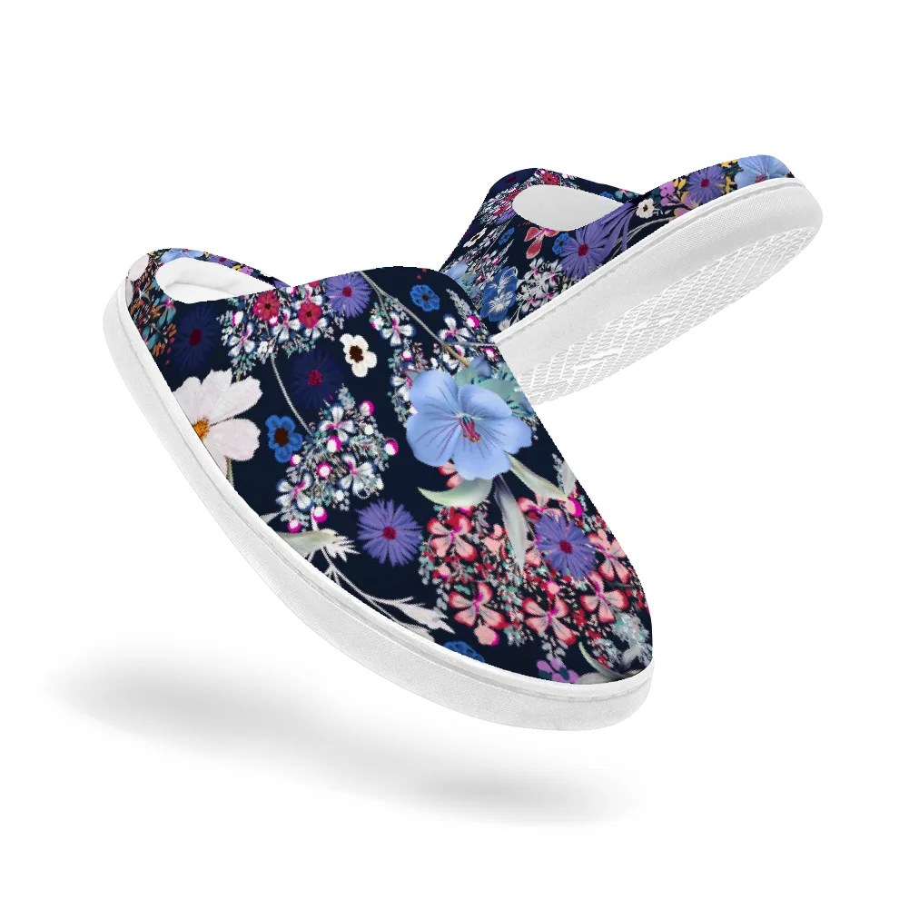 Men Shoes Classic - Классические хлопковые тапочки с цветочным принтом,