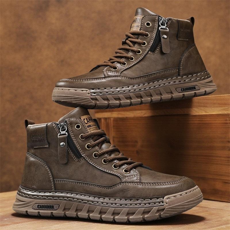 Men Shoes Type - Мужские кожаные высокие ботинки до щиколотки,