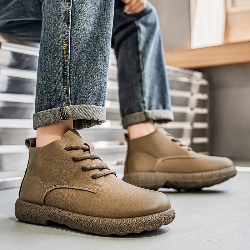 Men'S Shoes No Laces - Мужские ботильоны Коричневые короткие ботинки Роскошная