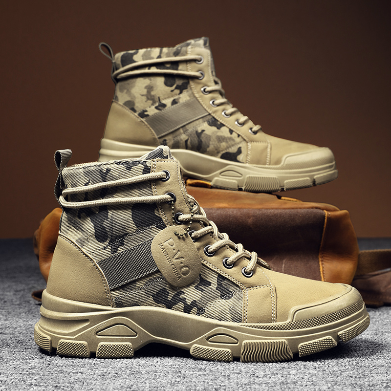 Men'S Shoes No Laces - Мужские высокие ботинки, осенние камуфляжные повседневные