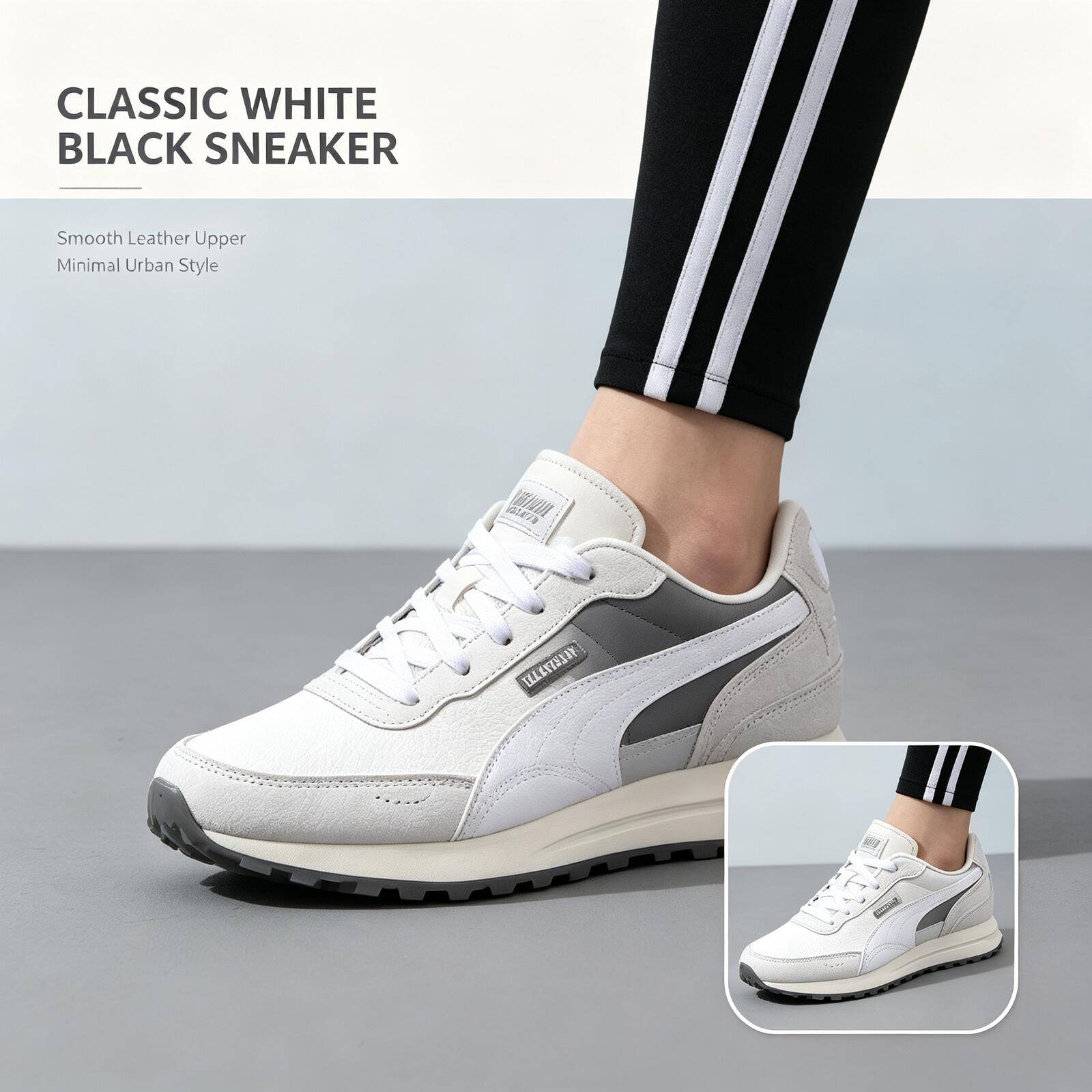 Men'S Shoes Puma Sneakers - Мужские бело-черные низкие кроссовки PUMA Classic