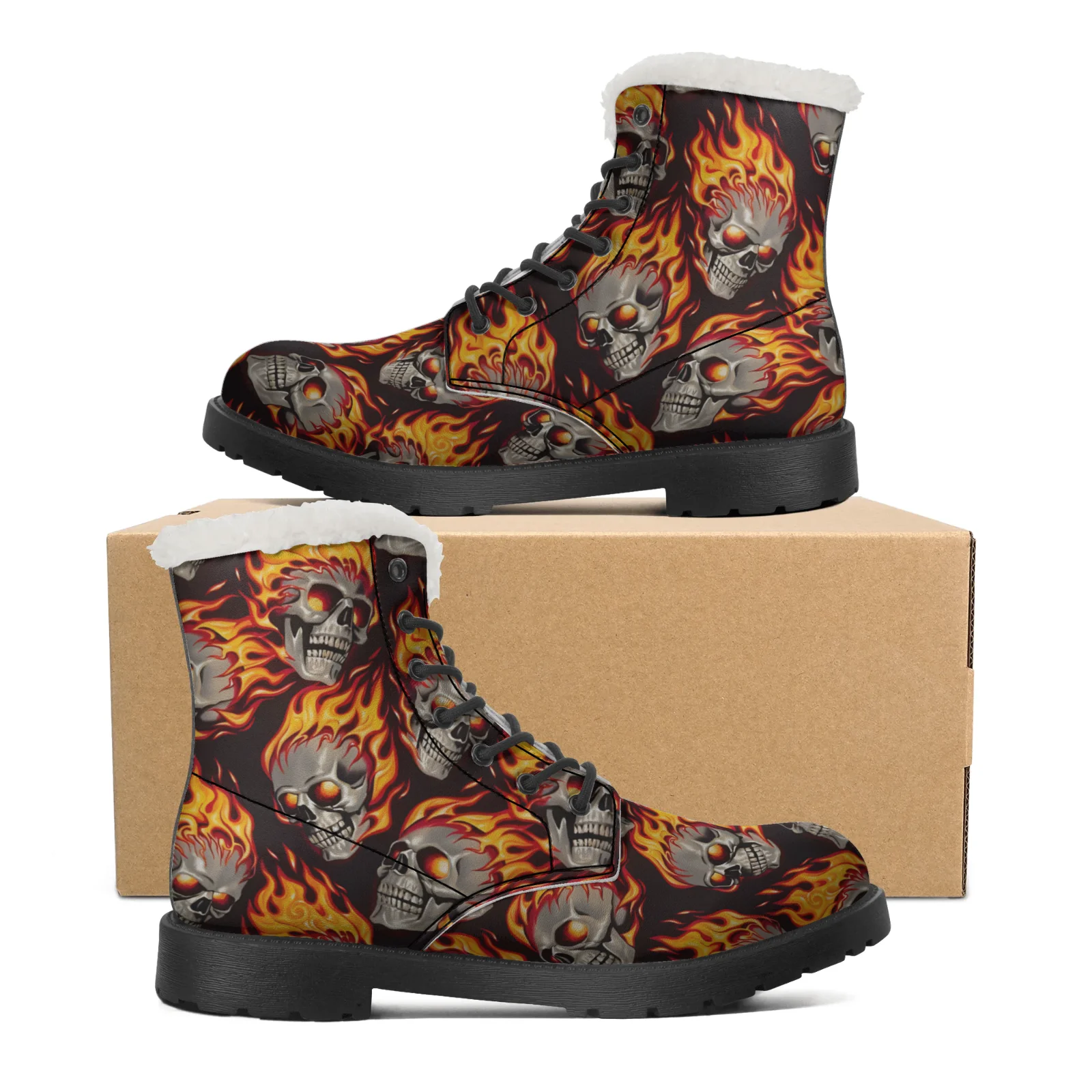 Men Shoes Eu To Us Size - Сапоги для снега с узором «Огненный