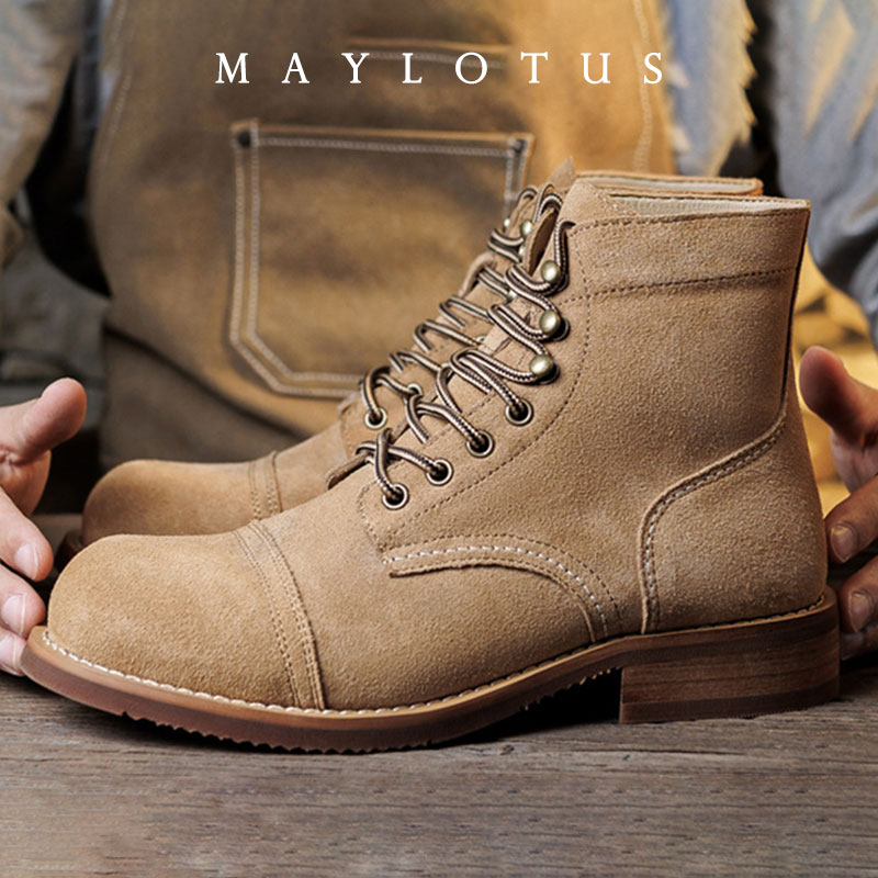Men Shoes Type - Мужские винтажные ботинки из замши с