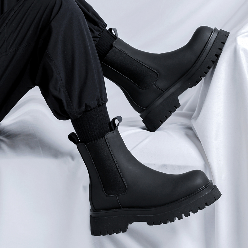 Men Shoes Type - Мужские черные высокие ботинки на платформе