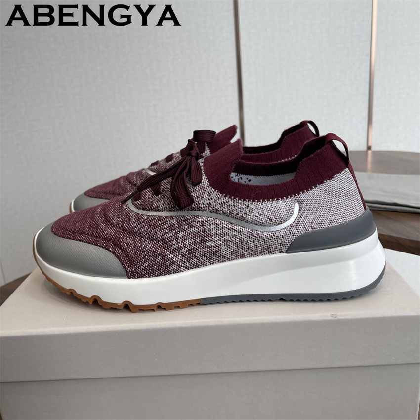 Men Shoes Loafers - Новые мужские разноцветные вязаные лоферы, кроссовки